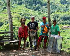 A Banaue inhabitant, crew helpers and myself in Banaue, Ifugao, Philippines